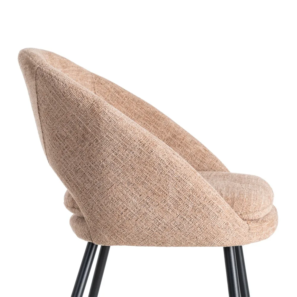 Set de 2 scaune de bar roz prăfuit din stofă pentru dining și HORECA [8]