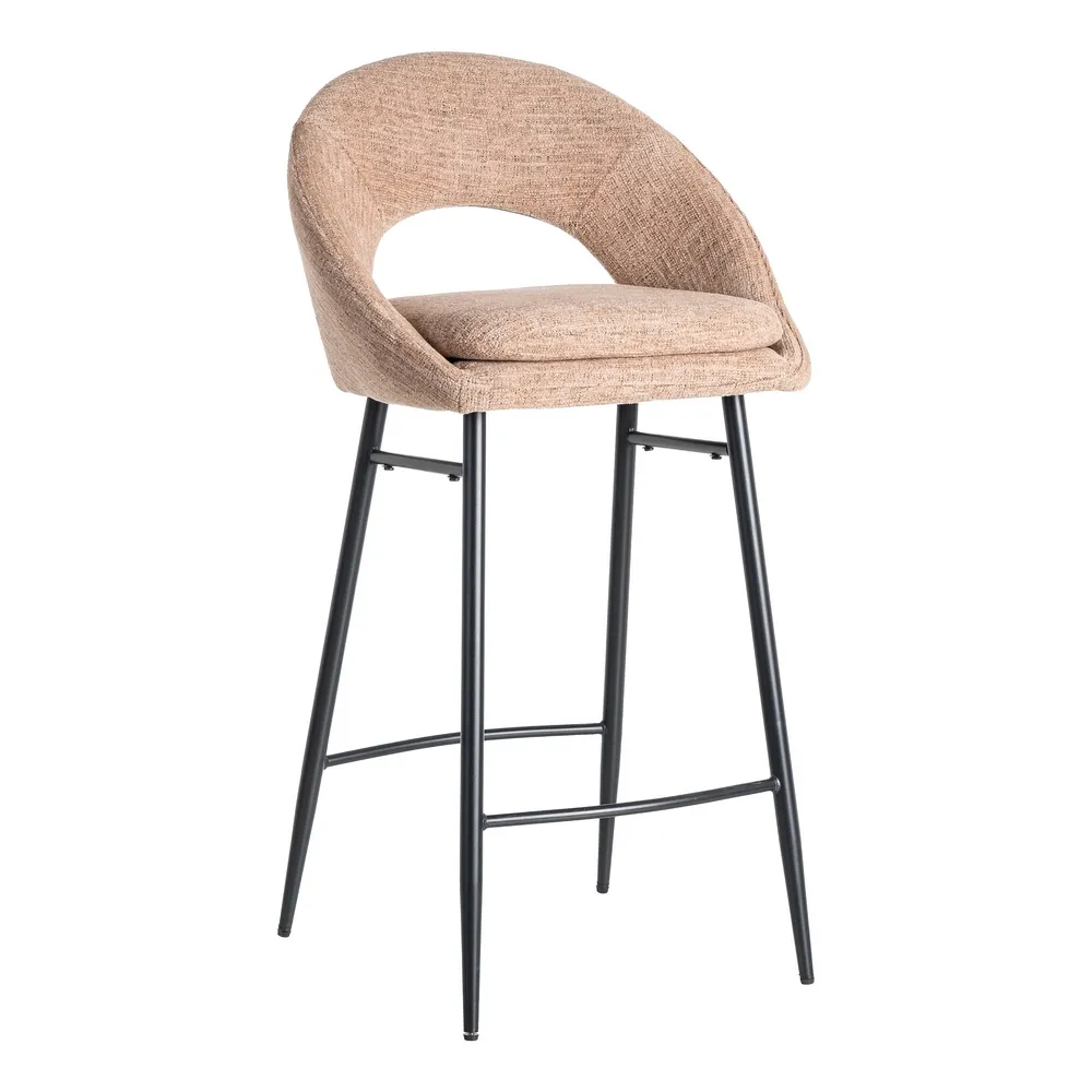 Set de 2 scaune de bar roz prăfuit din stofă pentru dining și HORECA [2]