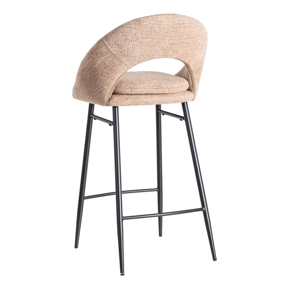 Set de 2 scaune de bar roz prăfuit din stofă pentru dining și HORECA [6]