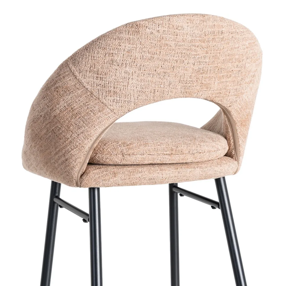 Set de 2 scaune de bar roz prăfuit din stofă pentru dining și HORECA [7]