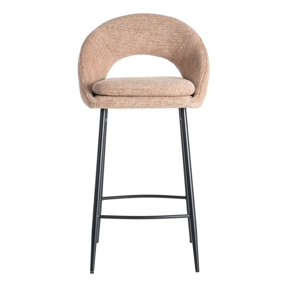 Set de 2 scaune de bar roz prăfuit din stofă pentru dining și HORECA [4]