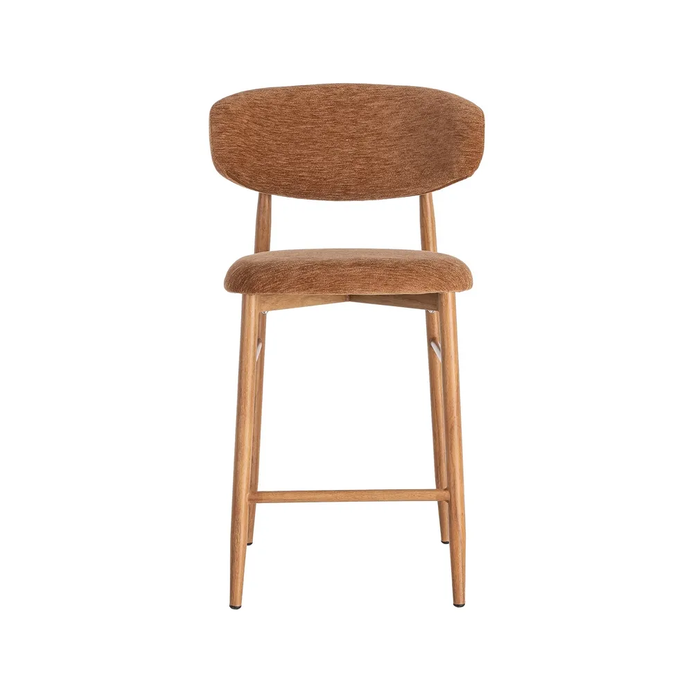 Set 2 scaune bar stofă portocalie metal maro deschis [3]