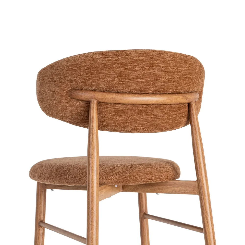 Set 2 scaune bar stofă portocalie metal maro deschis [8]