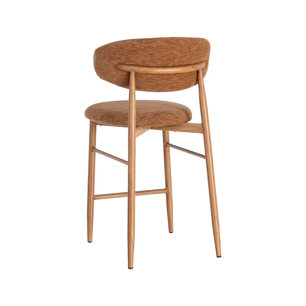 Set 2 scaune bar stofă portocalie metal maro deschis [4]