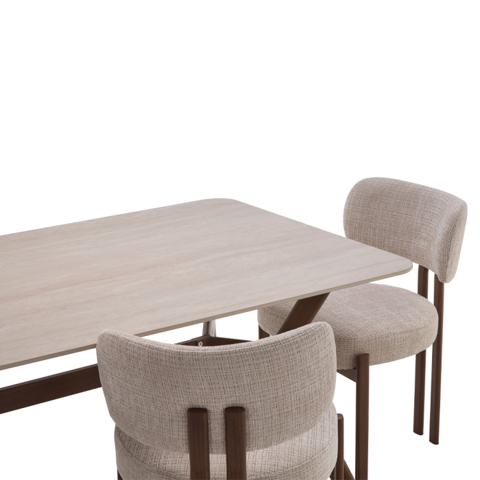Set 2 scaune de dining din catifea bej [8]