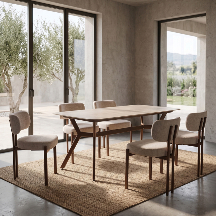 Set 2 scaune de dining din catifea bej [2]