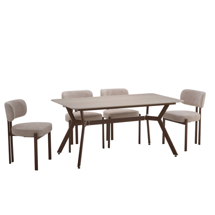 Set 2 scaune de dining din catifea bej [7]