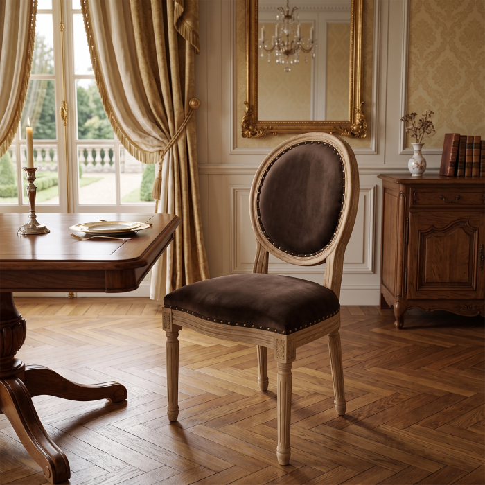 Set 2 scaune de dining din catifea maro [2]
