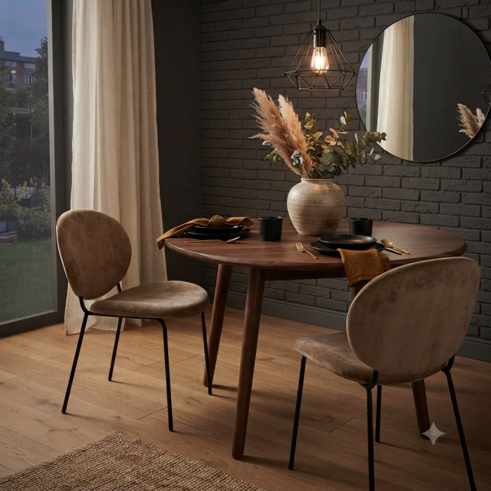Set 2 scaune de dining din catifea maro [2]