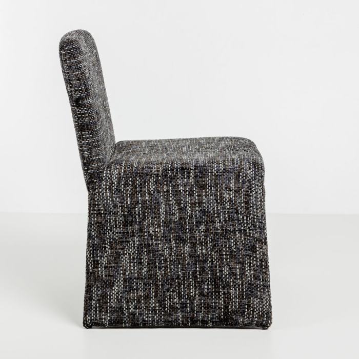 Set 2 scaune de dining din stofă chenille gri [3]