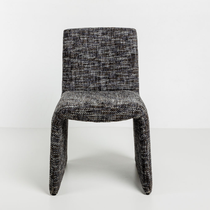 Set 2 scaune de dining din stofă chenille gri [7]