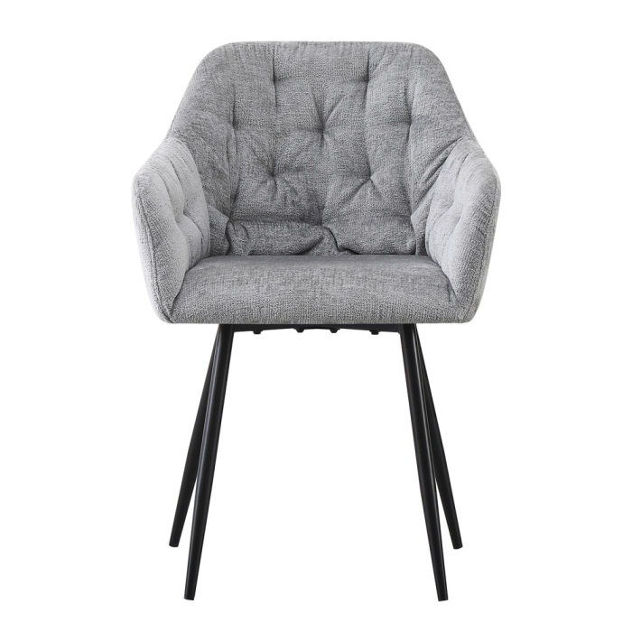 Set 2 scaune de dining din stofă chenille gri deschis [5]
