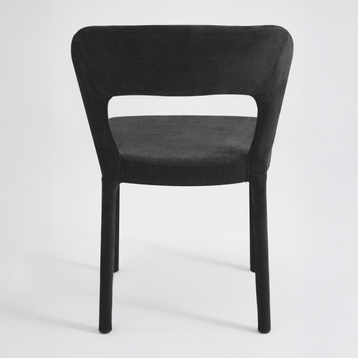 Set 2 scaune de dining din stofă chenille neagră [4]