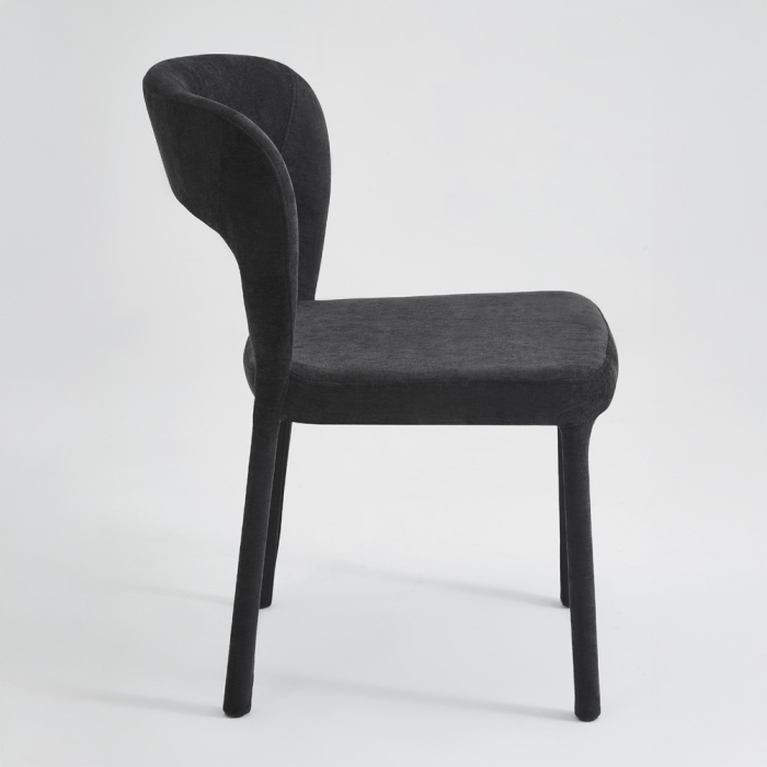 Set 2 scaune de dining din stofă chenille neagră [3]