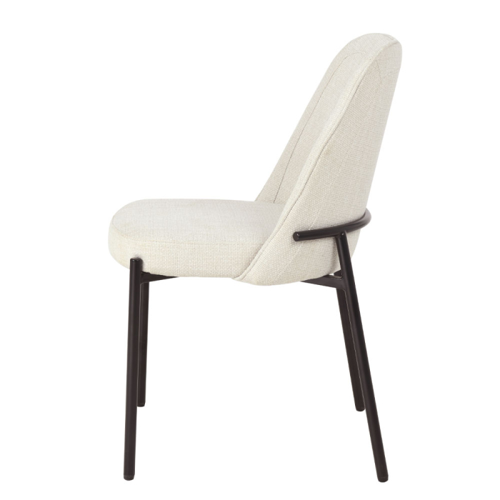 Set 2 scaune de dining din stofă crem cu aspect de in [3]