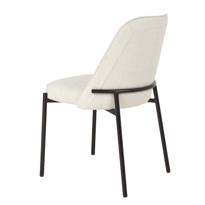 Set 2 scaune de dining din stofă crem cu aspect de in [4]