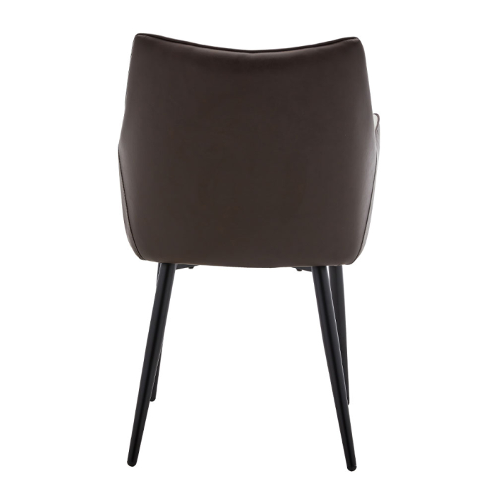 Set 2 scaune de dining din stofă gri deschis și piele ecologică maro [3]