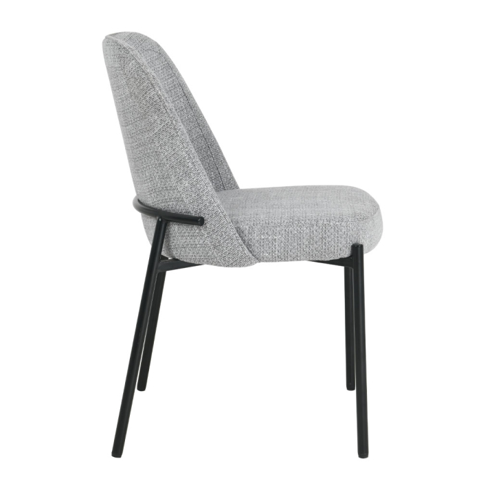 Set 2 scaune de dining din stofă gri deschis cu aspect de in [4]