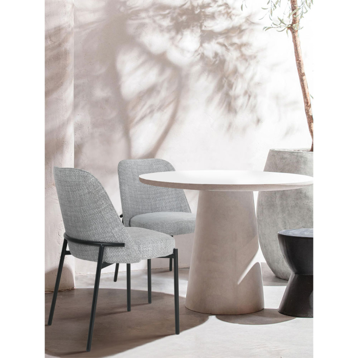Set 2 scaune de dining din stofă gri deschis cu aspect de in [3]