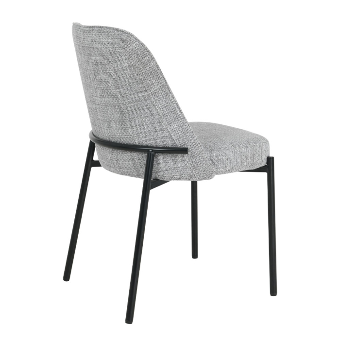 Set 2 scaune de dining din stofă gri deschis cu aspect de in [5]