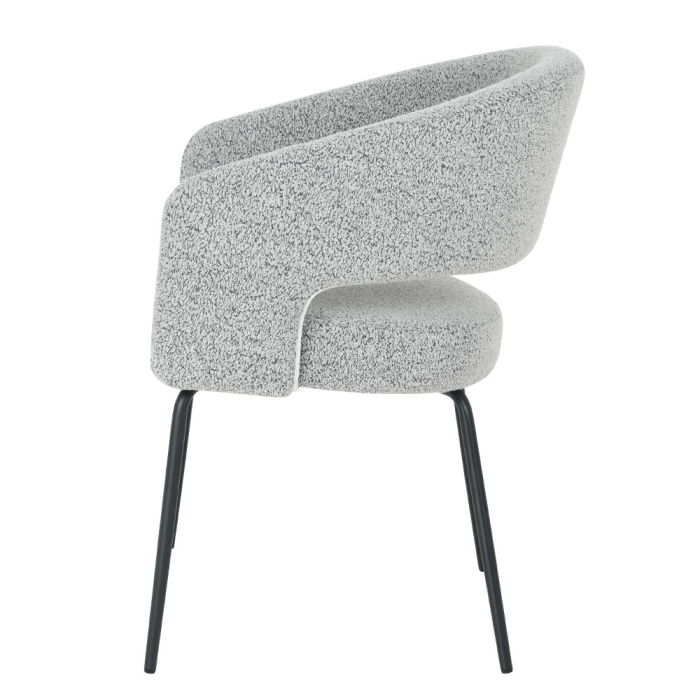 Set 2 scaune de dining din stofă gri deschis tip bucle [4]