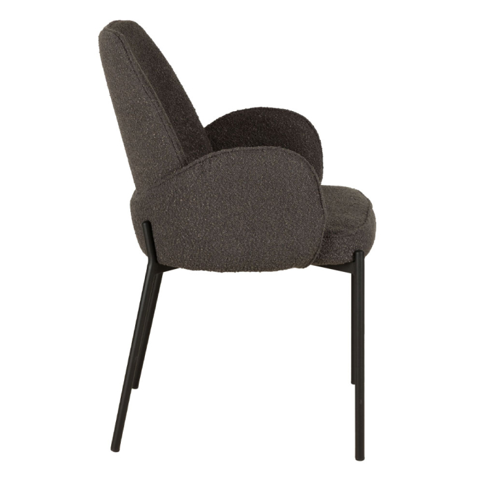 Set 2 scaune de dining din stofă gri închis tip bucle [2]