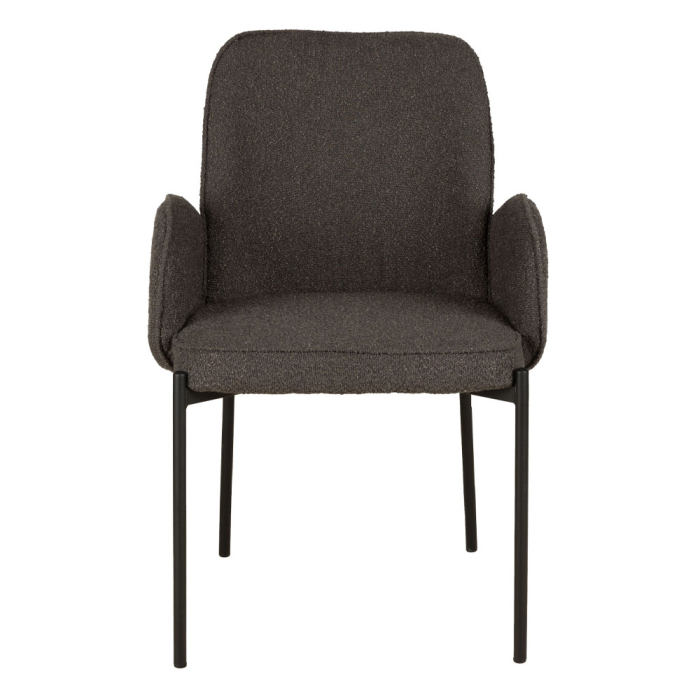 Set 2 scaune de dining din stofă gri închis tip bucle [4]