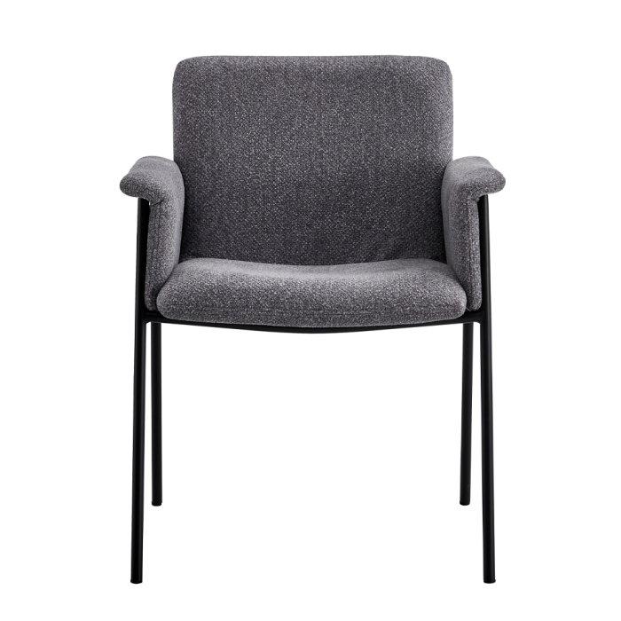 Set 2 scaune de dining din stofă gri tip bucle [6]