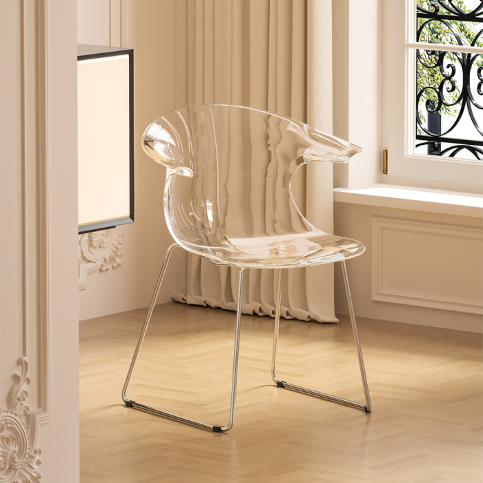 Set 2 scaune de dining grădină și HORECA din policarbonat transparent lucios [2]