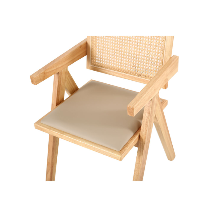 Set 2 scaune de dining și grădină din lemn de cauciuc bej [6]