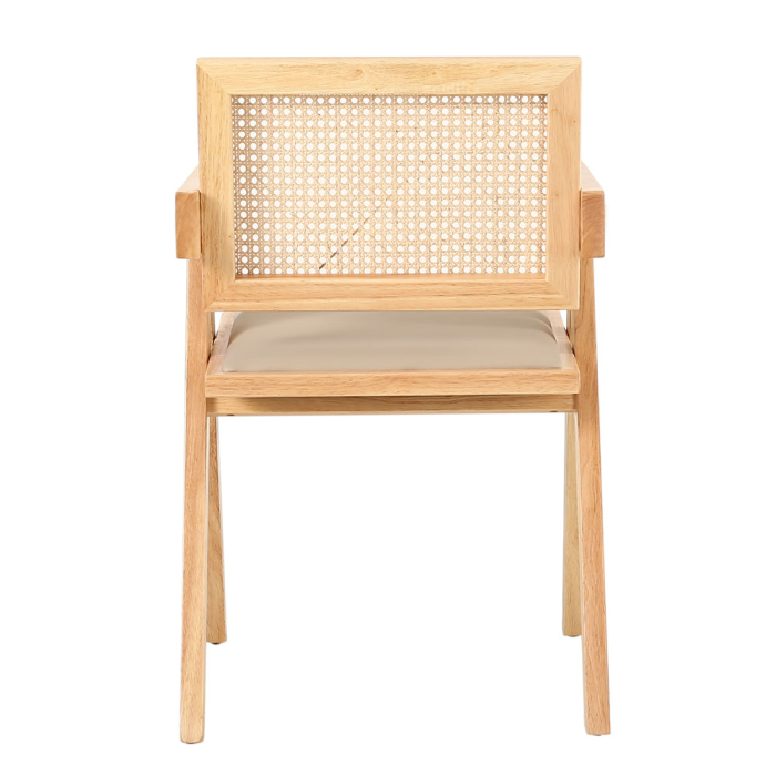 Set 2 scaune de dining și grădină din lemn de cauciuc bej [4]