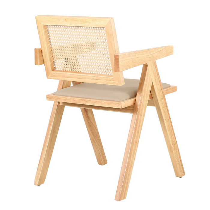 Set 2 scaune de dining și grădină din lemn de cauciuc bej [3]