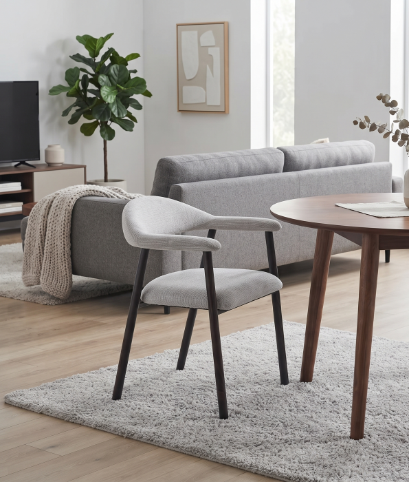 Set 2 scaune dining și Horeca din catifea gri deschis cu cotiere [2]