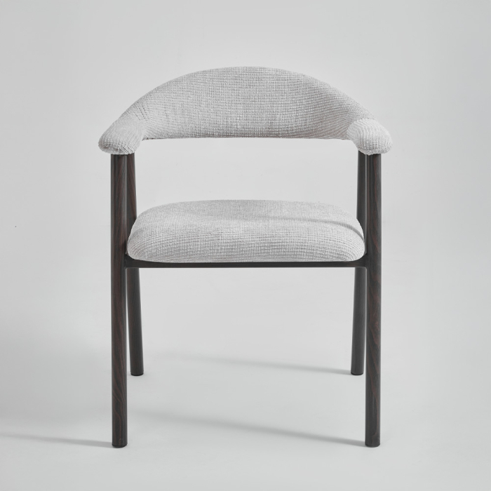 Set 2 scaune dining și Horeca din catifea gri deschis cu cotiere [5]