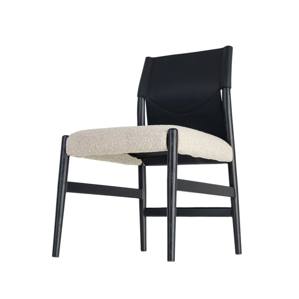 Set 2 scaune de dining și Horeca din metal negru cu tapițerie crem [4]