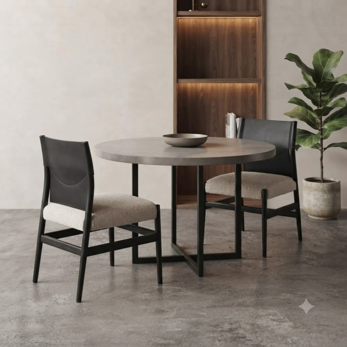 Set 2 scaune de dining și Horeca din metal negru cu tapițerie crem [8]