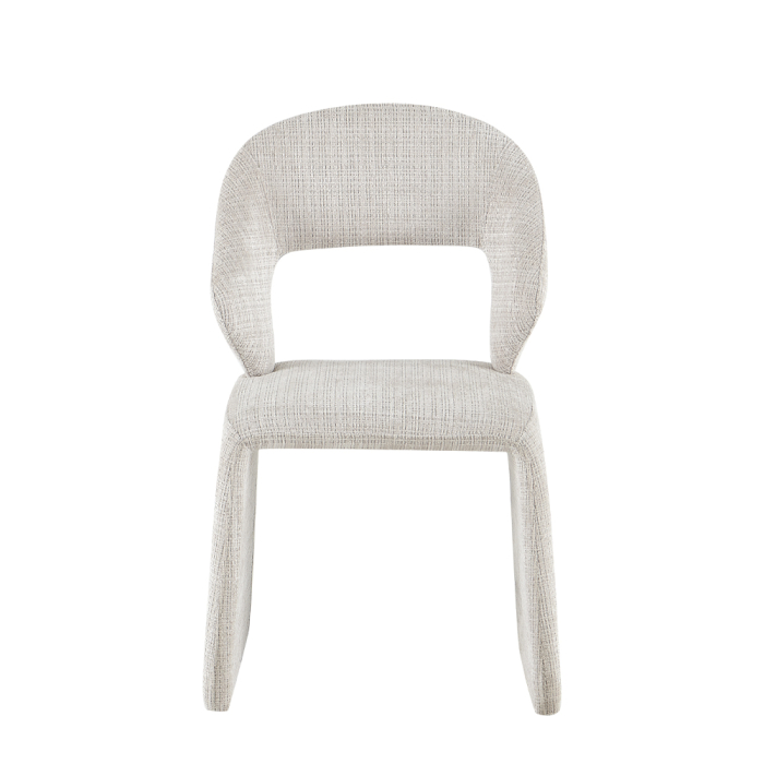 Set 2 scaune dining și Horeca din stofă albă cu design curbat [8]