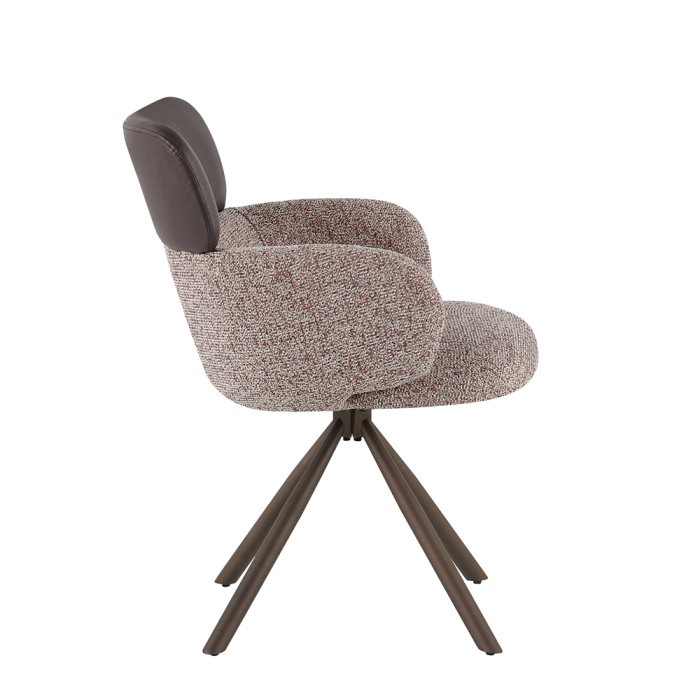 Set 2 scaune dining și Horeca din stofă și piele ecologică bej cu maro [3]