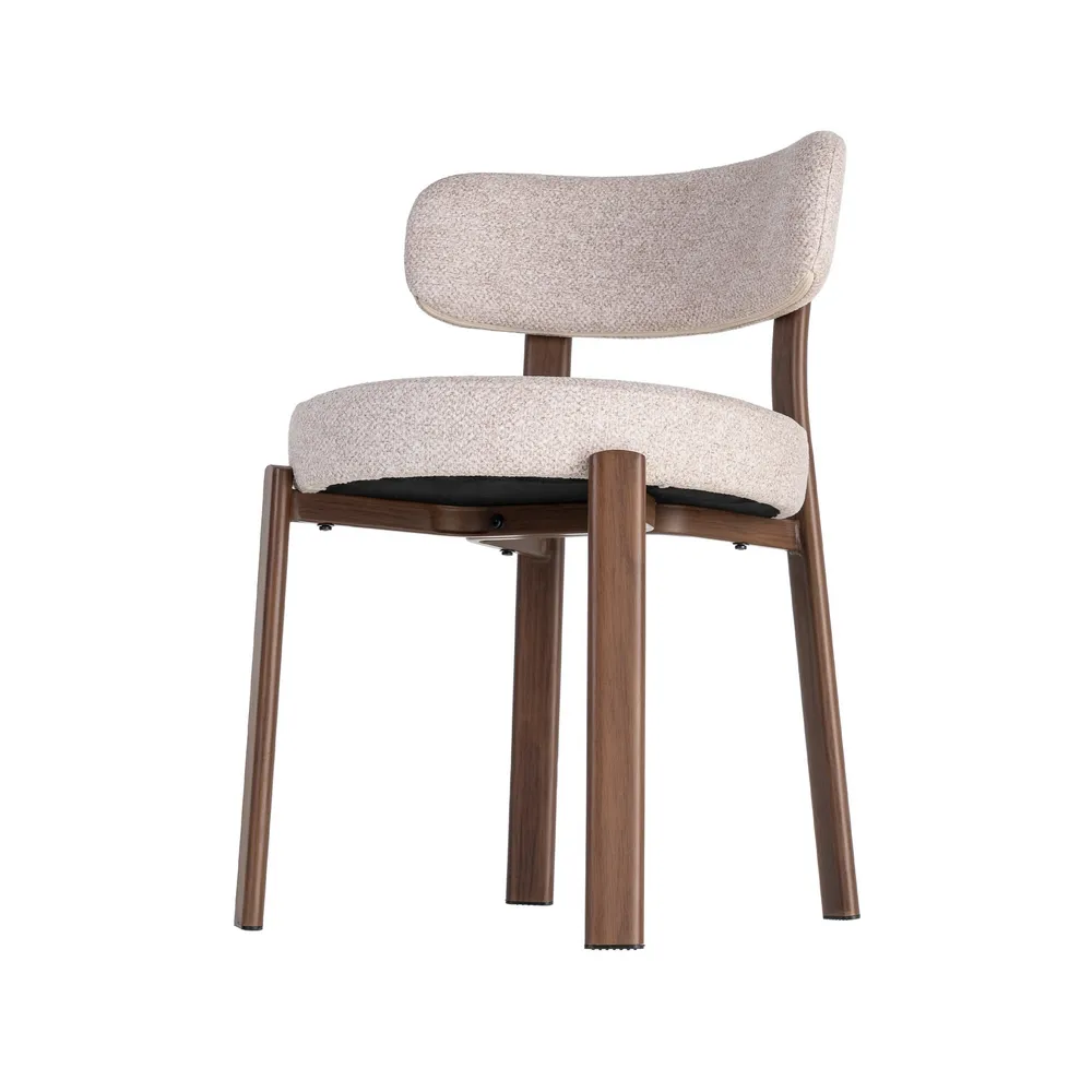 Set 2 scaune de dining și Horeca din stofă crem cu structură metalică maro [4]