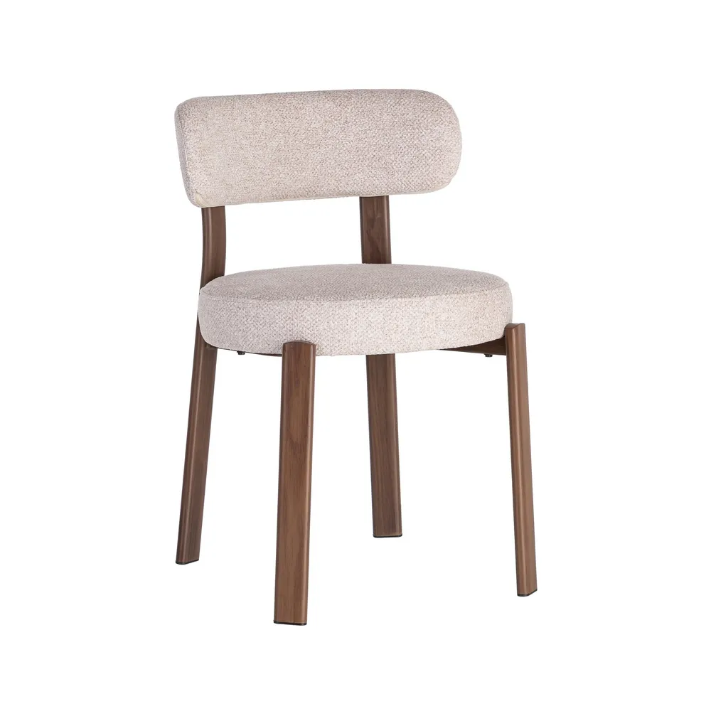 Set 2 scaune de dining și Horeca din stofă crem cu structură metalică maro [3]