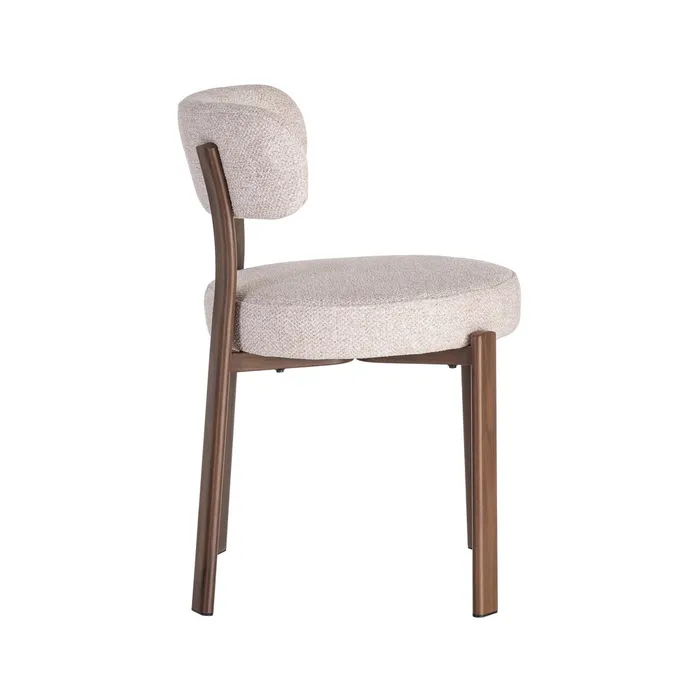 Set 2 scaune de dining și Horeca din stofă crem cu structură metalică maro [9]