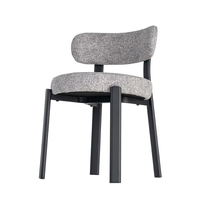 Set 2 scaune de dining și Horeca din stofă gri deschis cu structură metalică neagră [4]