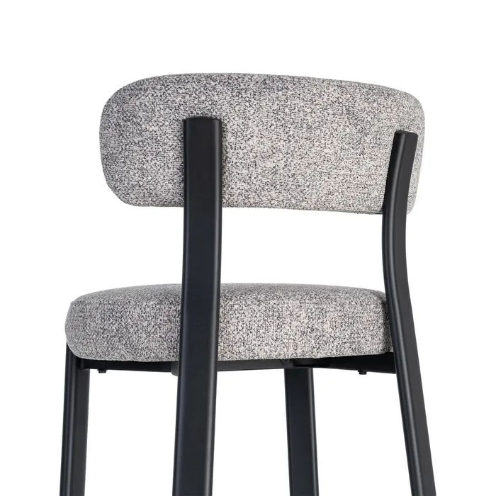 Set 2 scaune de dining și Horeca din stofă gri deschis cu structură metalică neagră [10]