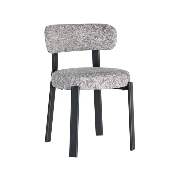 Set 2 scaune de dining și Horeca din stofă gri deschis cu structură metalică neagră [3]