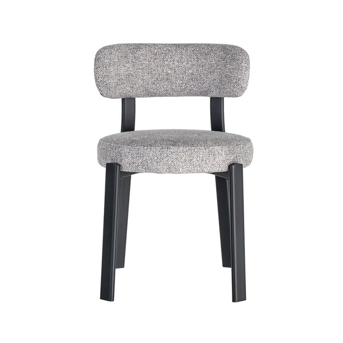 Set 2 scaune de dining și Horeca din stofă gri deschis cu structură metalică neagră [5]