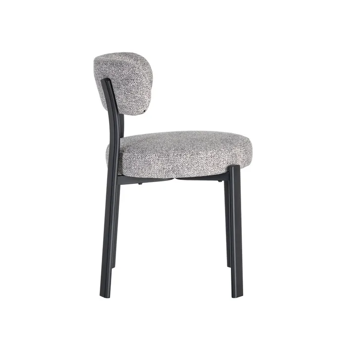 Set 2 scaune de dining și Horeca din stofă gri deschis cu structură metalică neagră [6]