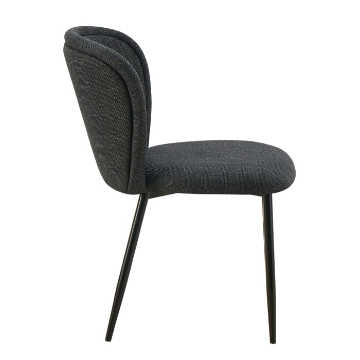 Set 2 scaune dining și Horeca din stofă gri închis cu spătar curbat [3]