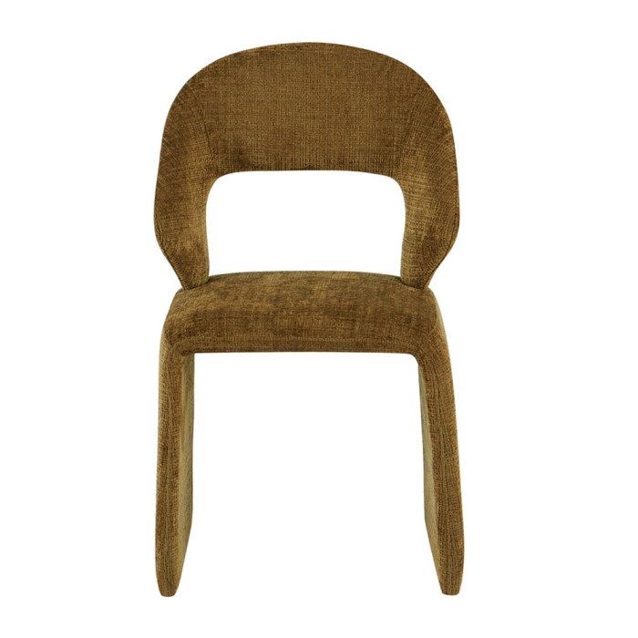 Set 2 scaune dining și Horeca din stofă maro auriu cu design curbat [7]