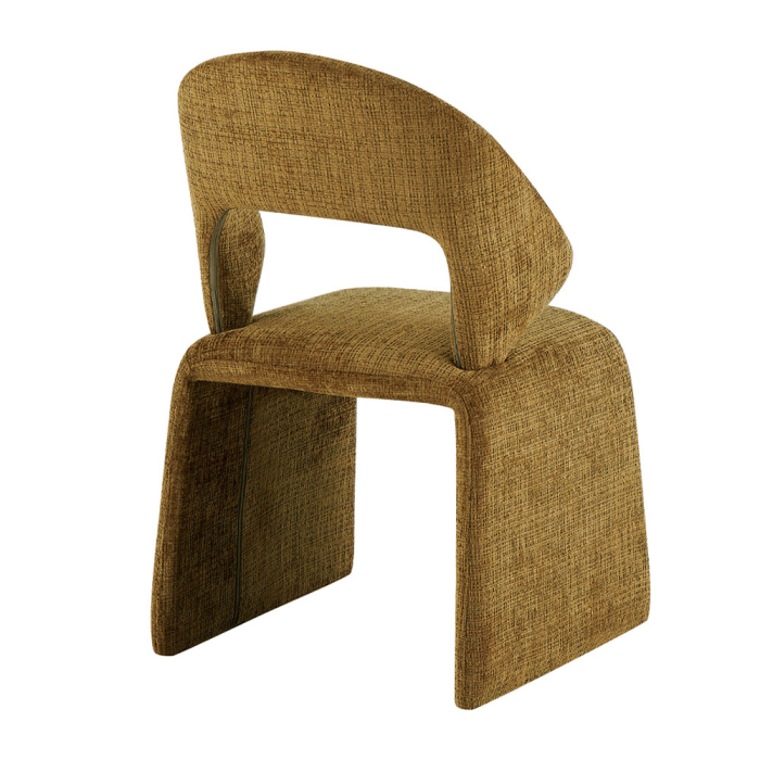 Set 2 scaune dining și Horeca din stofă maro auriu cu design curbat [5]