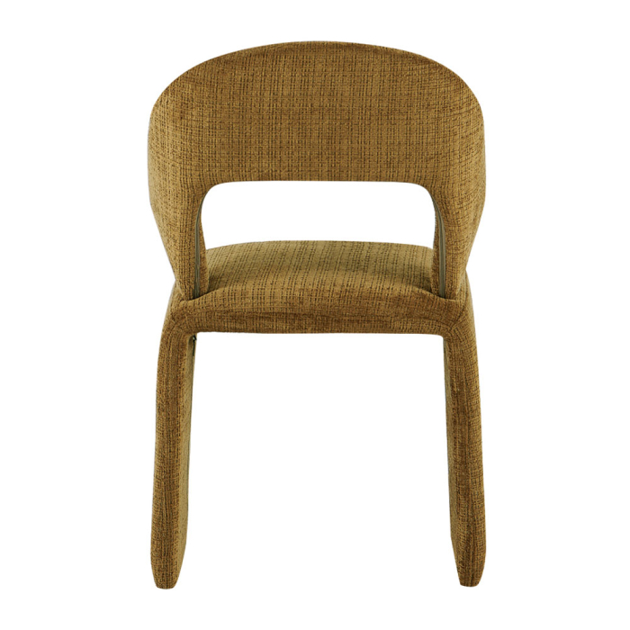 Set 2 scaune dining și Horeca din stofă maro auriu cu design curbat [6]